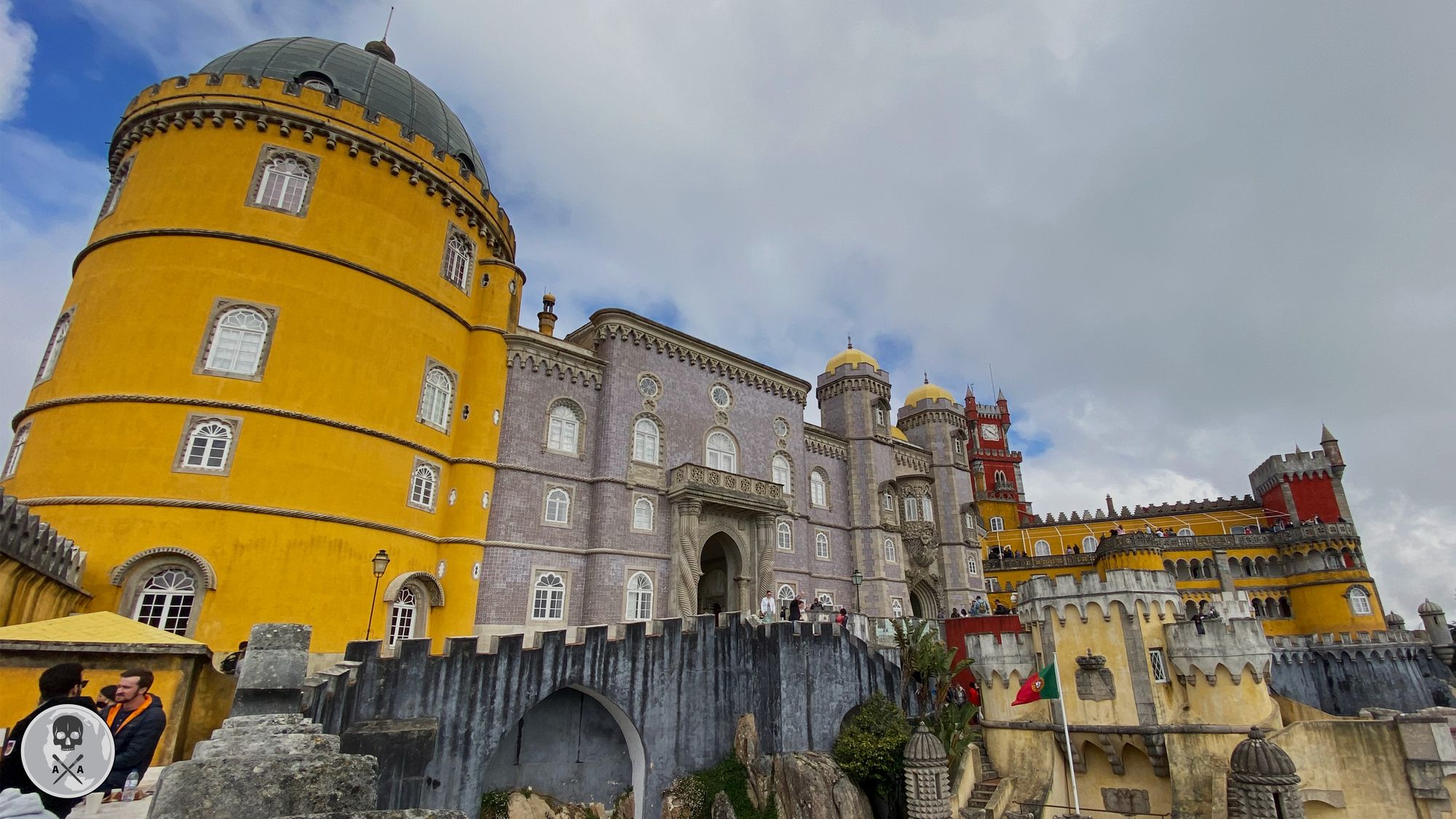Yellow and red castle with intricate details